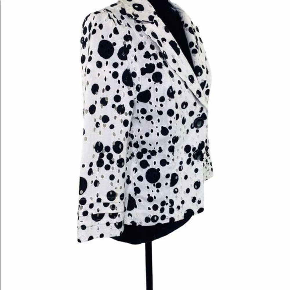 ALBERTO MAKALI Tailored Jacket Designer Linen Eyelet Blazer women’s size 8 - Picture 7 of 14